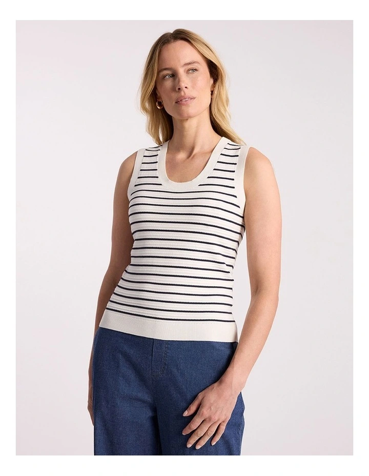Novelie Knit Tank in Navy Stripe image 2