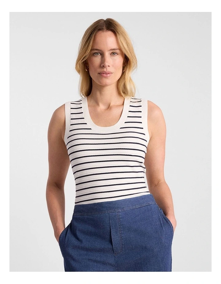 Novelie Knit Tank in Navy Stripe image 4