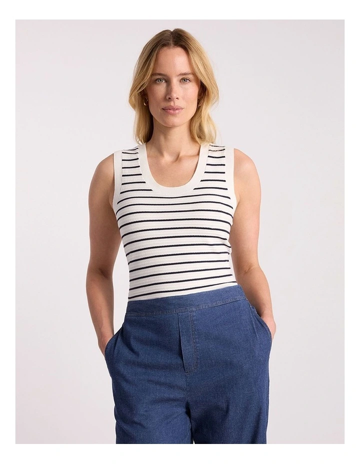 Novelie Knit Tank in Navy Stripe image 4