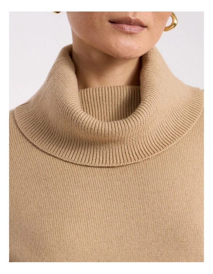 Roll Neck Gilet in Camel image 3