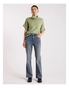 Roll Neck Gilet in Mojito Green