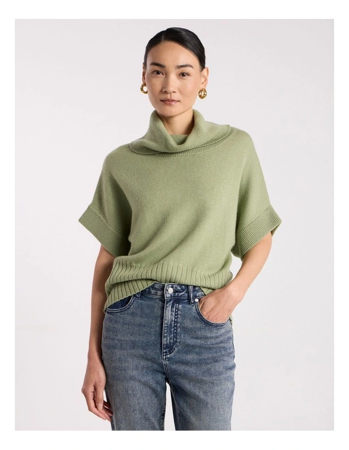 Roll Neck Gilet in Mojito Green image 2