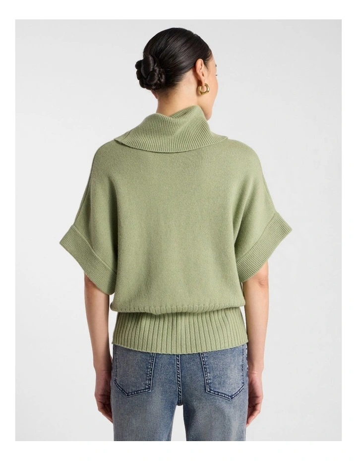 Roll Neck Gilet in Mojito Green image 3