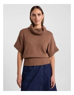 Roll Neck Gilet in Nutmeg