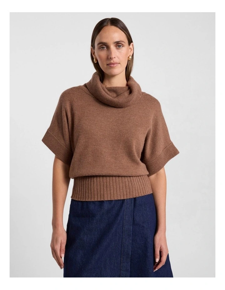 Roll Neck Gilet in Nutmeg image 1