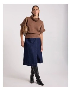 Roll Neck Gilet in Nutmeg