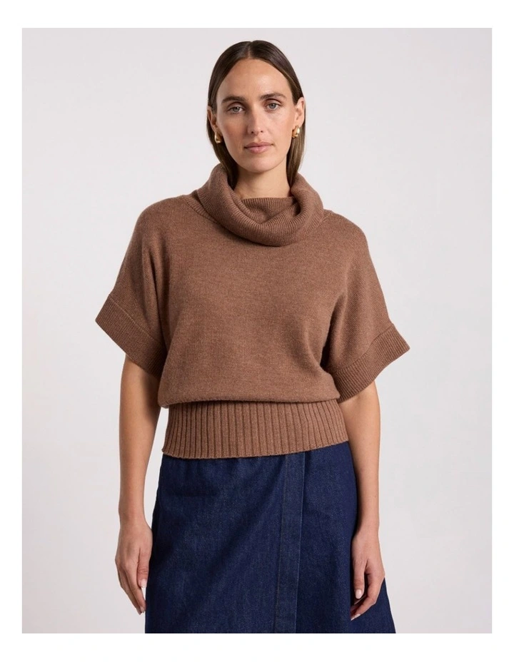 Roll Neck Gilet in Nutmeg image 2