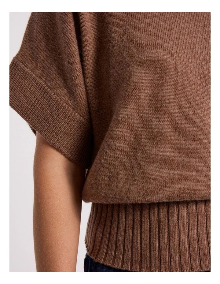 Roll Neck Gilet in Nutmeg image 3