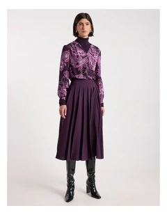 Garnet Silk Blouse in Eggplant Multi