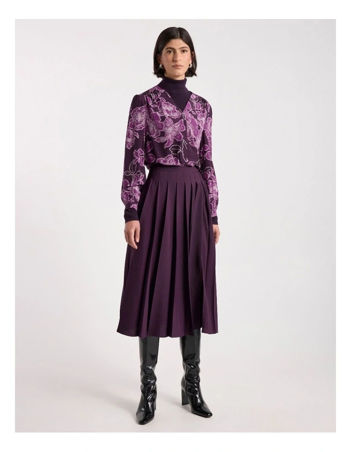 Garnet Silk Blouse in Eggplant Multi image 1