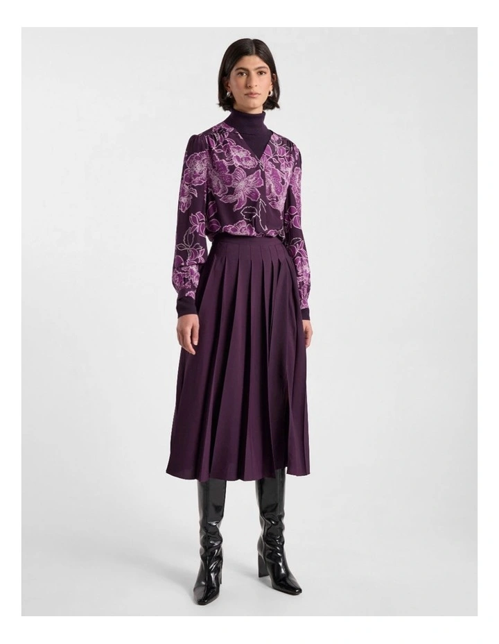 Garnet Silk Blouse in Eggplant Multi image 2