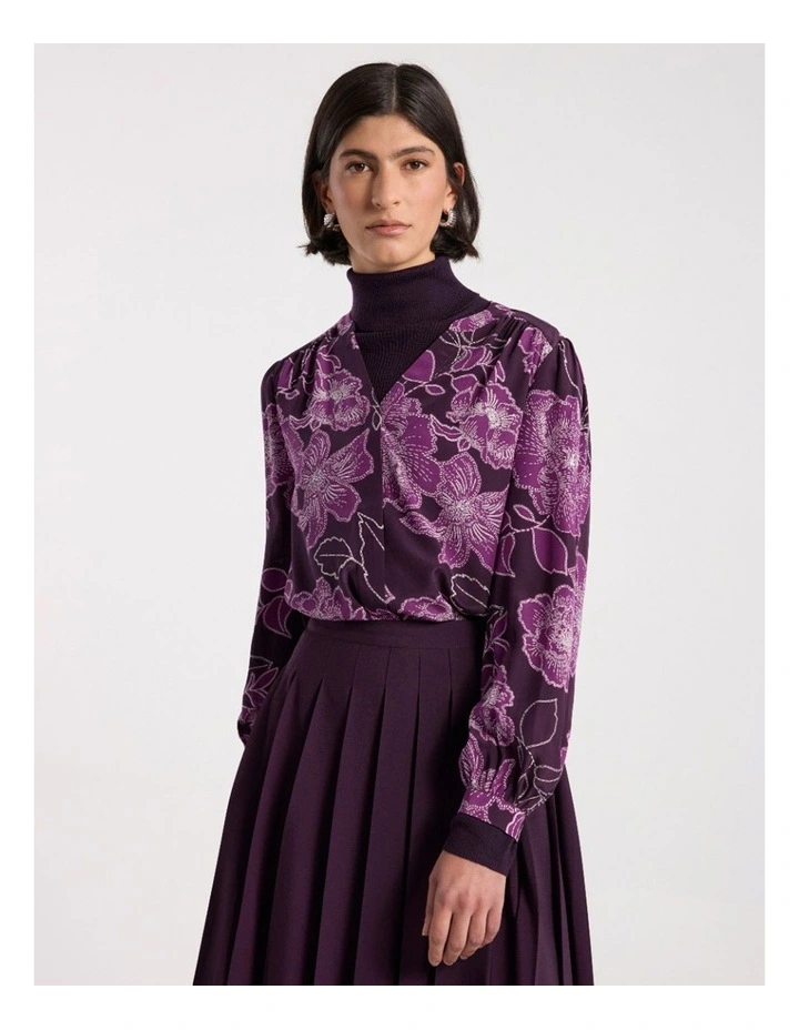 Garnet Silk Blouse in Eggplant Multi image 2