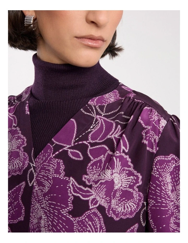 Garnet Silk Blouse in Eggplant Multi image 3
