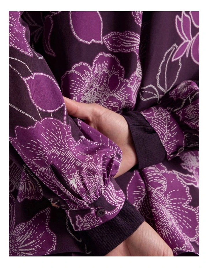 Garnet Silk Blouse in Eggplant Multi image 4