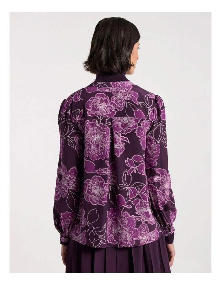 Garnet Silk Blouse in Eggplant Multi image 5