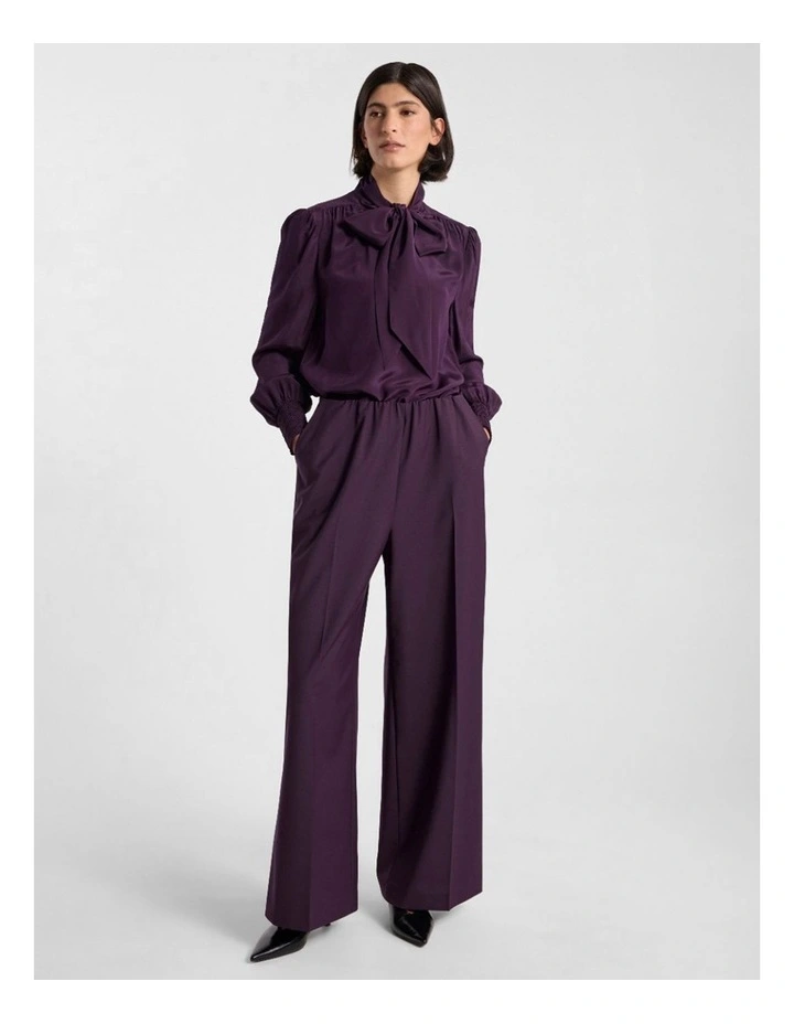Marlow Pussy Bow Silk Blouse in Eggplant image 2