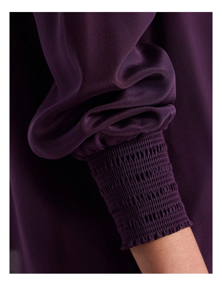 Marlow Pussy Bow Silk Blouse in Eggplant image 4