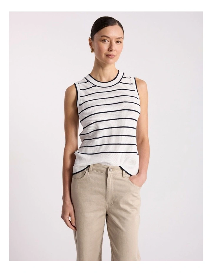 Arquette Knit Tank in Ivory Stripe image 2