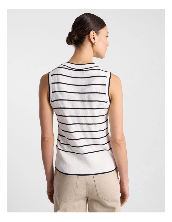 Arquette Knit Tank in Ivory Stripe image 3