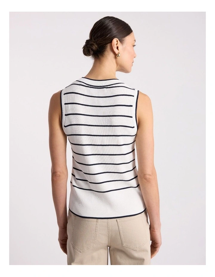 Arquette Knit Tank in Ivory Stripe image 4