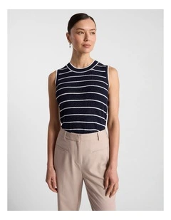 Arquette Knit Tank in Navy Stripe