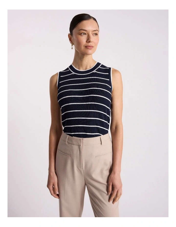 Arquette Knit Tank in Navy Stripe image 2