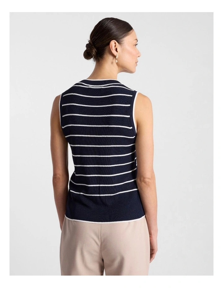 Arquette Knit Tank in Navy Stripe image 3