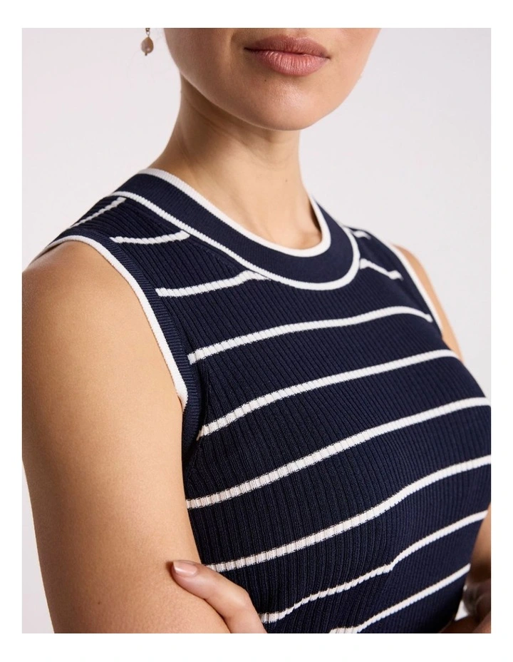 Arquette Knit Tank in Navy Stripe image 3
