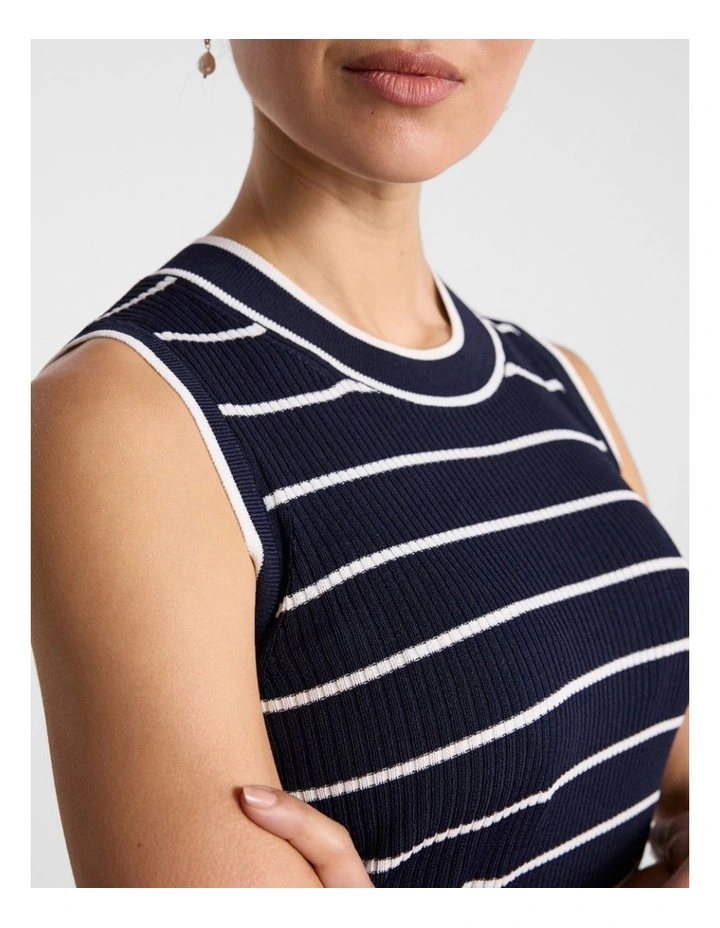 Arquette Knit Tank in Navy Stripe image 4