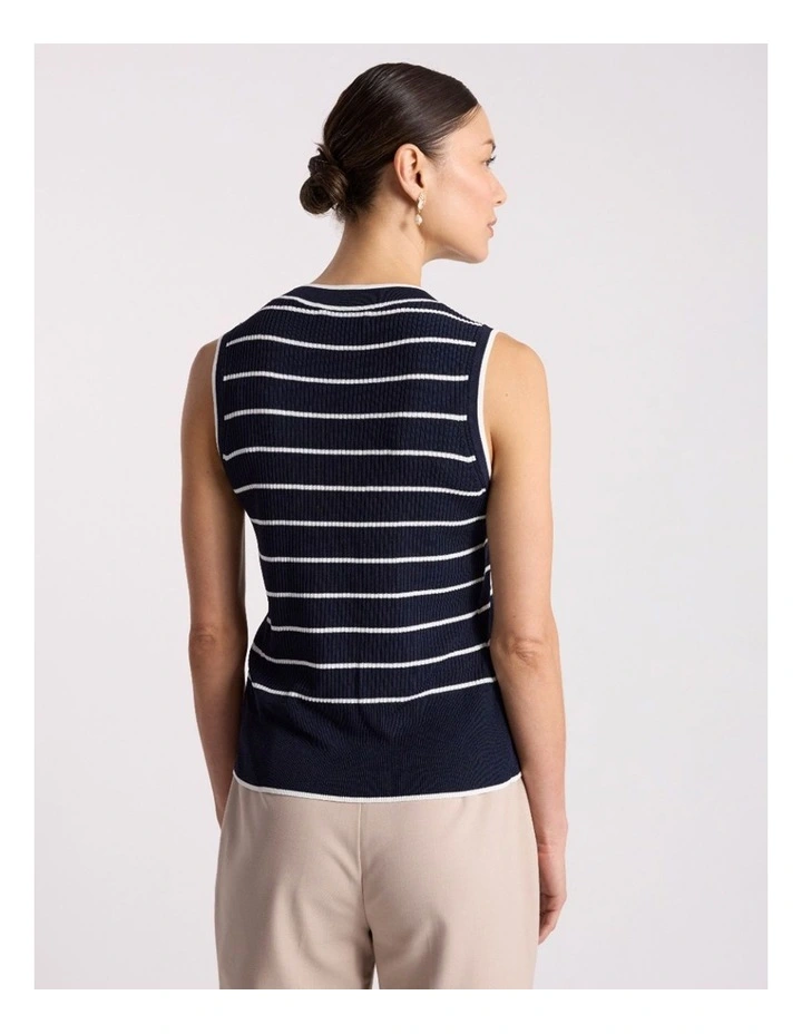 Arquette Knit Tank in Navy Stripe image 4