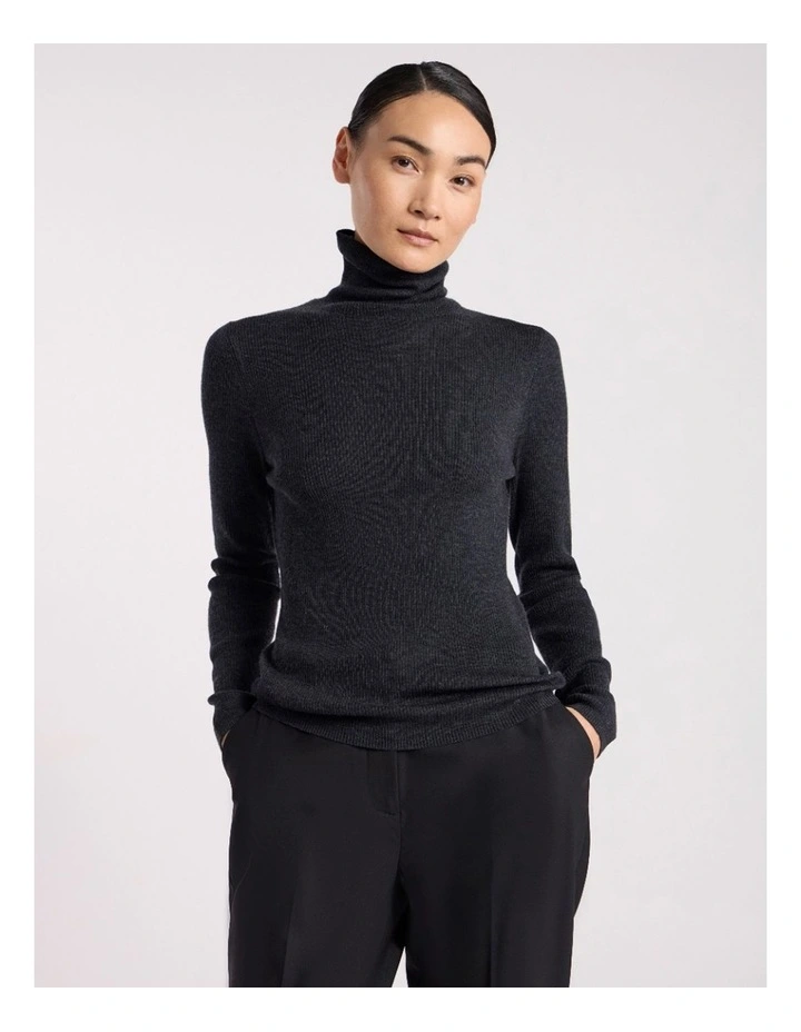Bridget Merino Knit Top in Charcoal Melange image 2