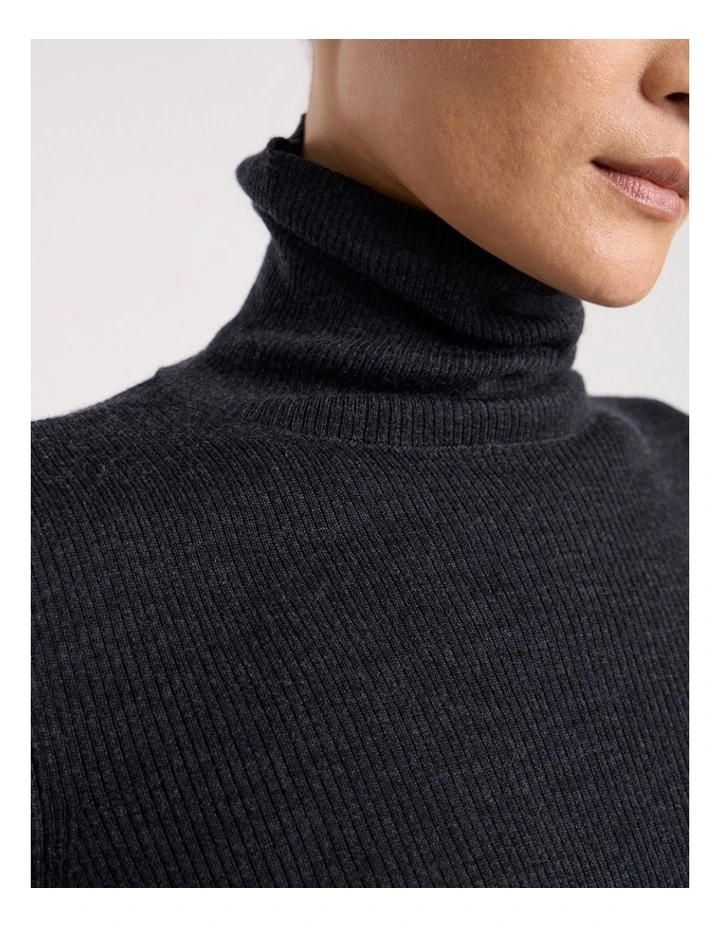 Bridget Merino Knit Top in Charcoal Melange image 3