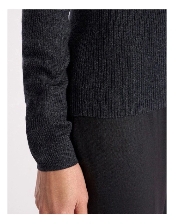 Bridget Merino Knit Top in Charcoal Melange image 4