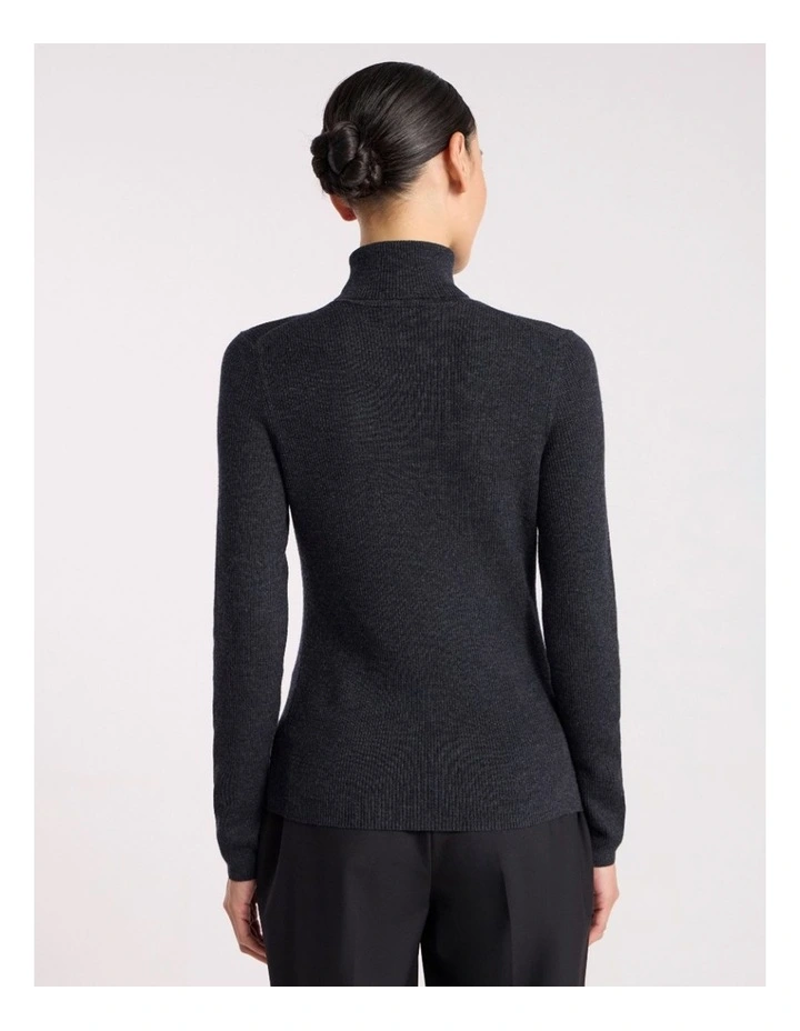 Bridget Merino Knit Top in Charcoal Melange image 5