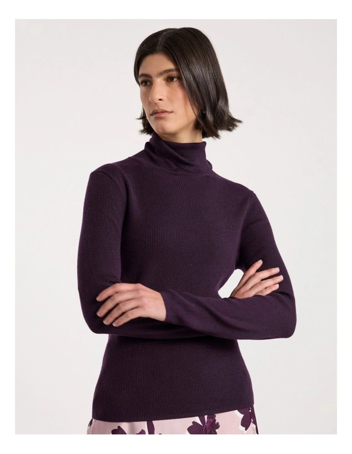 Bridget Merino Knit Top in Eggplant image 2