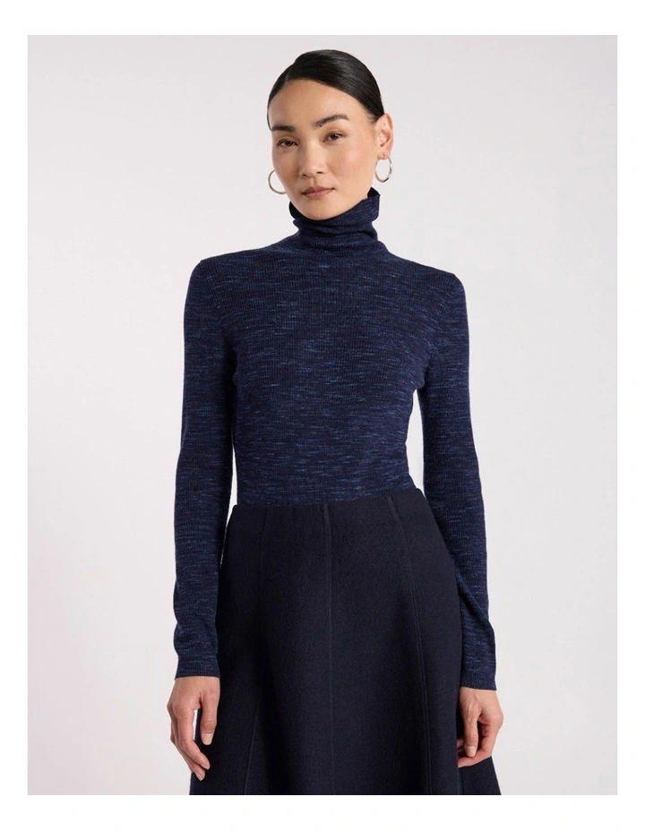 Bridget Merino Knit Top in Navy Melange image 2
