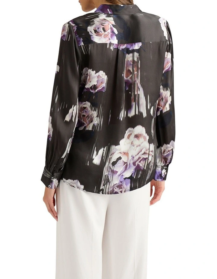 Bloom Silk Blouse in Charcoal Multi image 2
