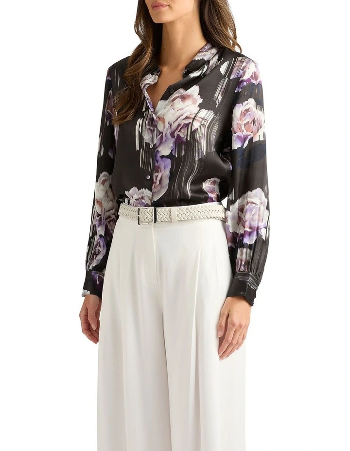 Bloom Silk Blouse in Charcoal Multi image 3