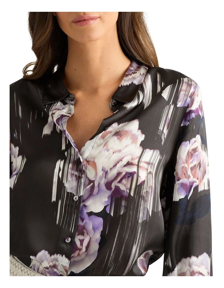 Bloom Silk Blouse in Charcoal Multi image 4