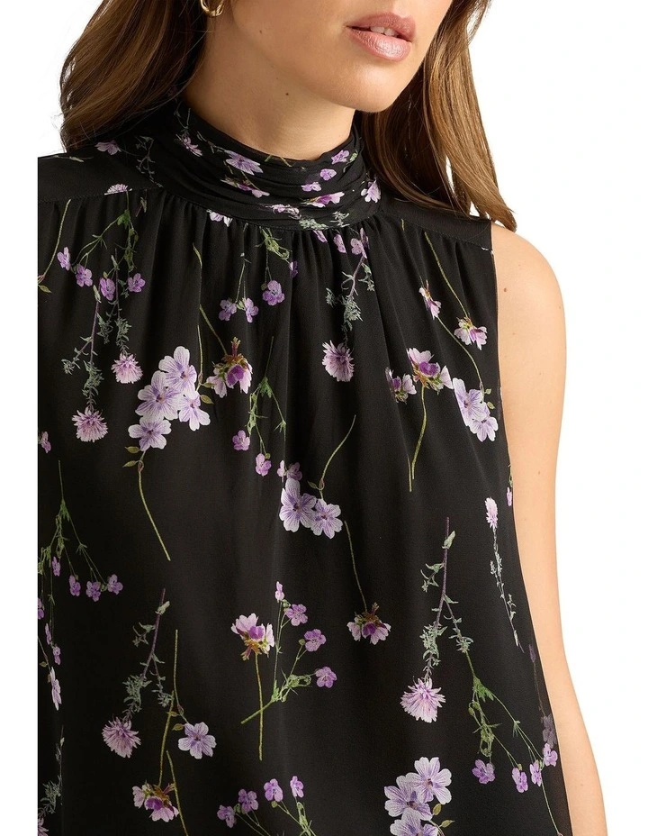 Gretel Silk Blouse in Black Multi image 3