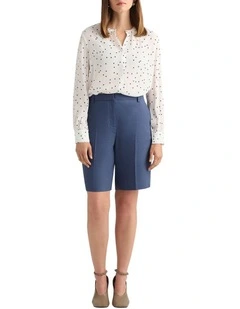 Adriana Viscose Blouse in Ivory/Navy