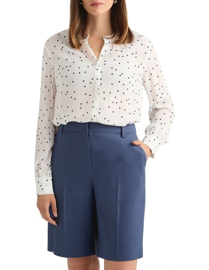 Adriana Viscose Blouse in Ivory/Navy image 2