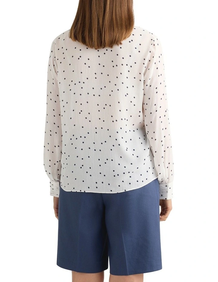 Adriana Viscose Blouse in Ivory/Navy image 4