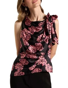 Delanie Sleeveless Silk Top in Black Multi