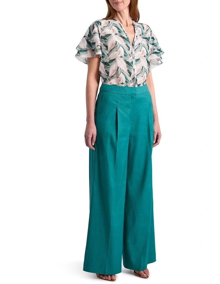 Cyrus Flutter Sleeve Blouse in Green Multi image 2
