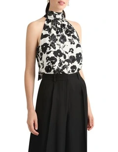 Rosalind Halter Top in Black Multi