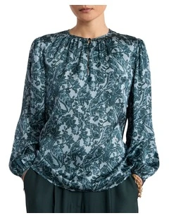 Connie Silk Blouse in Green Multi