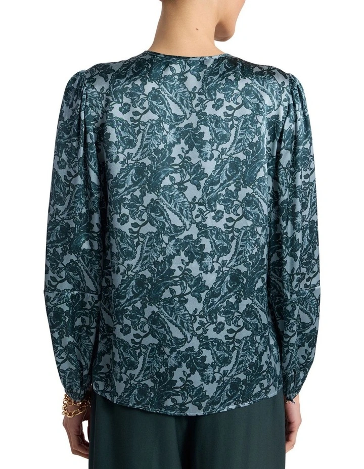 Connie Silk Blouse in Green Multi image 4