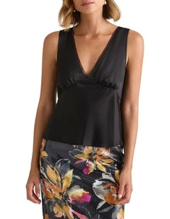 Sia Silk Tank in Black