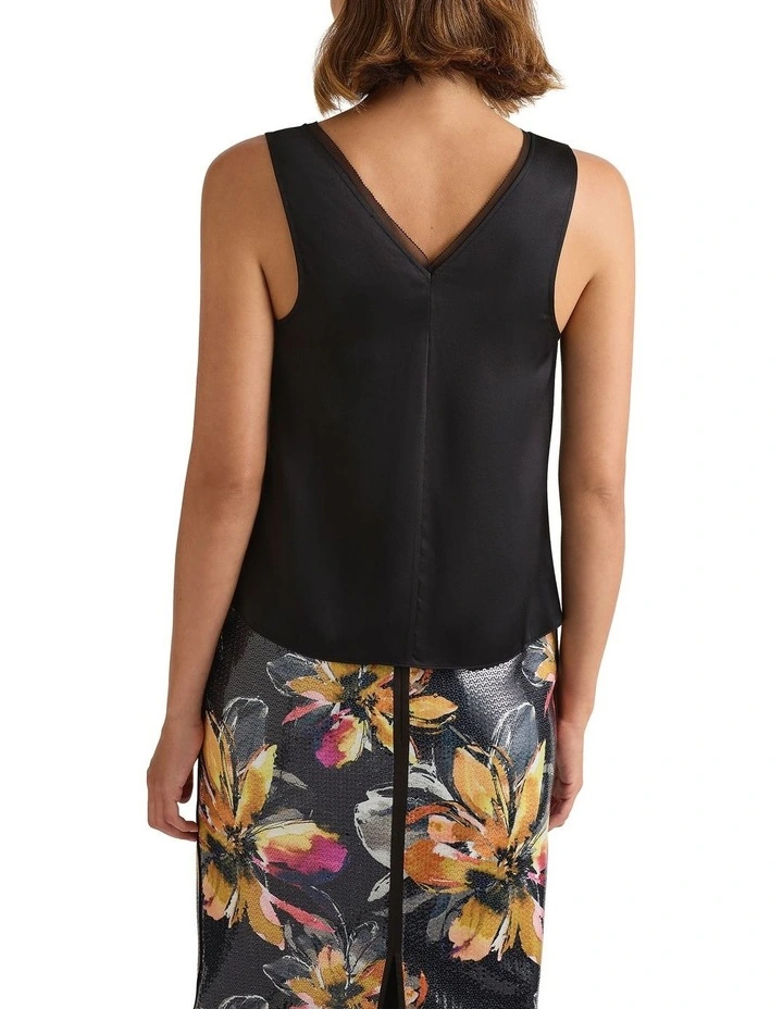 Sia Silk Tank in Black image 2